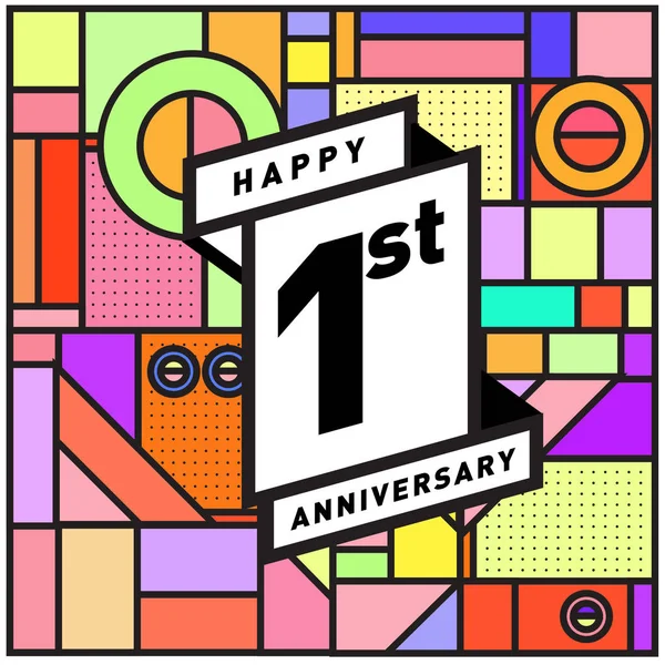 Ano Cumprimentando Aniversário Cartão Com Número Colorido Quadro Logotipo Ícone — Vetor de Stock