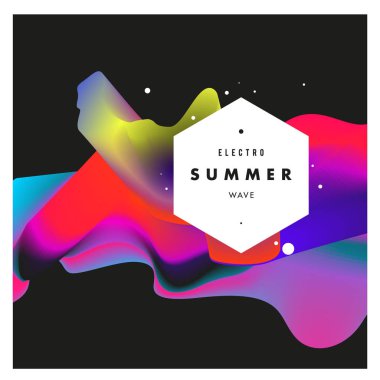 Elektronik müzik Festivali ve electro yaz dalga poster. Şahıs Poster Tasarımı kulübü. Gradyanlar ve dalgalar müzik arka plan.