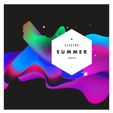 Elektronik müzik Festivali ve electro yaz dalga poster. Şahıs Poster Tasarımı kulübü. Gradyanlar ve dalgalar müzik arka plan.