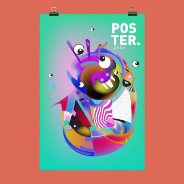 Soyut renkli curvy sıvı kapak, poster. Kabarcık şekillerin düzeni tasarım kompozisyon ve şablon.