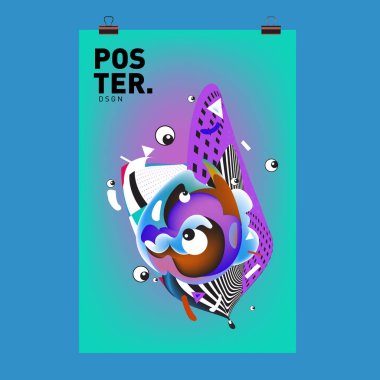 Soyut renkli curvy sıvı kapak, poster. Kabarcık şekillerin düzeni tasarım kompozisyon ve şablon.