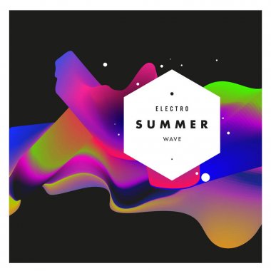 Elektronik müzik Festivali ve electro yaz dalga poster. Şahıs Poster Tasarımı kulübü. Gradyanlar ve dalgalar müzik arka plan.