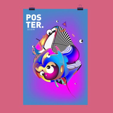 Soyut renkli curvy sıvı kapak, poster. Kabarcık şekillerin düzeni tasarım kompozisyon ve şablon.