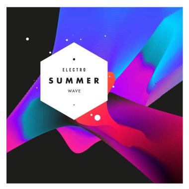 Elektronik müzik Festivali ve electro yaz dalga poster. Şahıs Poster Tasarımı kulübü. Gradyanlar ve dalgalar müzik arka plan.