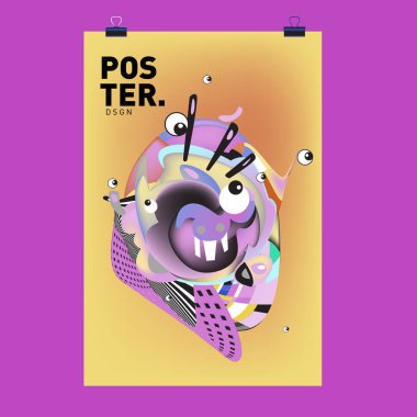 Soyut renkli curvy sıvı kapak, poster. Kabarcık şekillerin düzeni tasarım kompozisyon ve şablon.