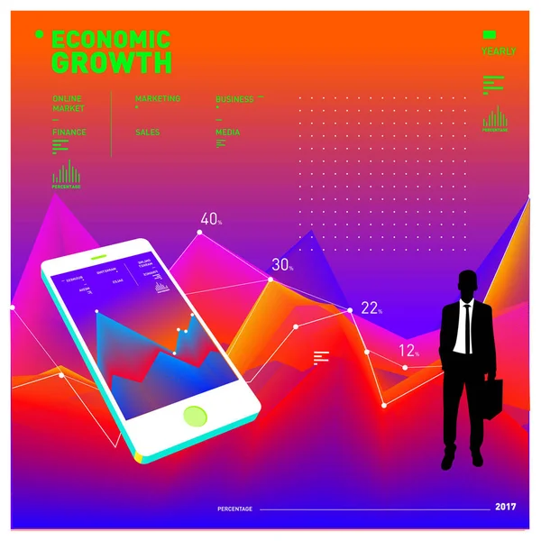 Vektor Illustration Mobile Apps Digitales Marketing Smartphone Und Apps Und — Stockvektor