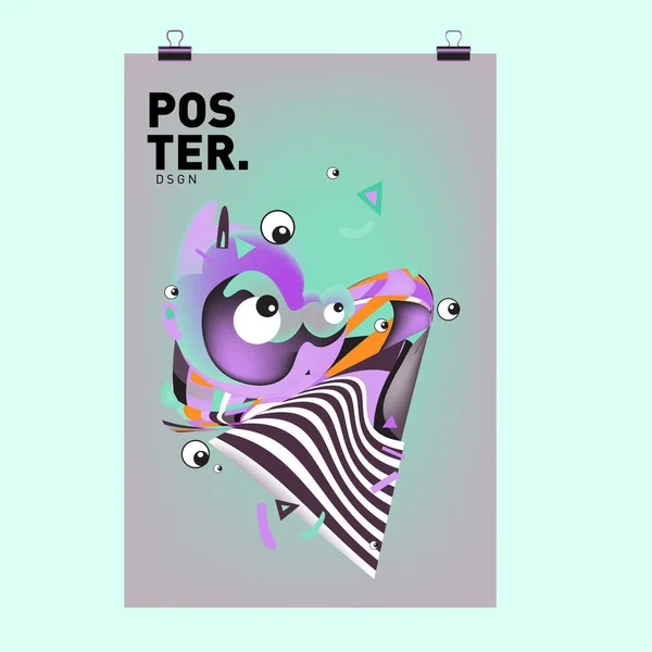 Abstract Kleurrijk Bochtige Vloeibare Cover Poster Zeepbel Vormen Lay Out — Stockvector