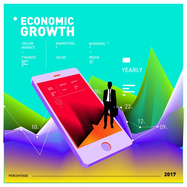 Vektorillustration Mobila Appar Digital Marknadsföring Appar Affisch Och Dynamisk Design — Stock vektor