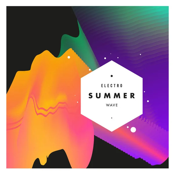 Elektronische Musik Festival Und Elektro Summer Wave Poster Club Party — Stockvektor