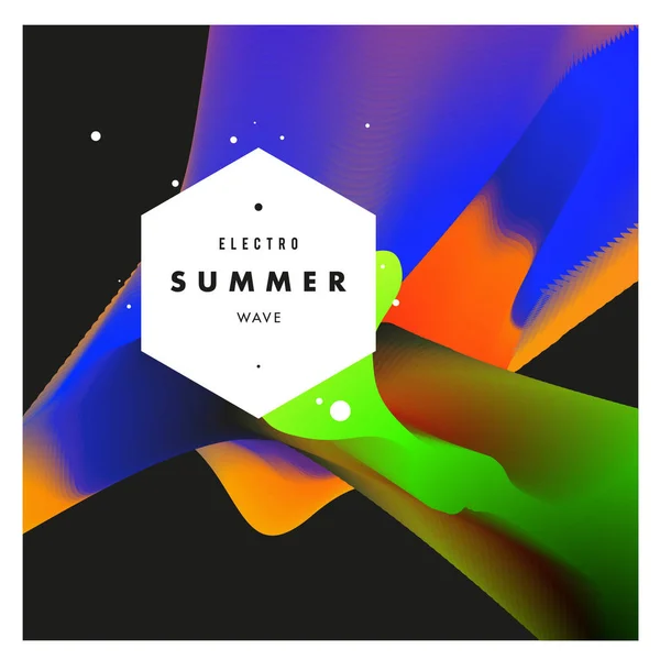 Elektronische Musik Festival Und Elektro Summer Wave Poster Club Party — Stockvektor