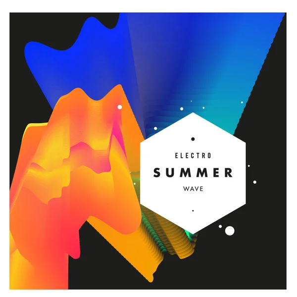 Elektronische Musik Festival Und Elektro Summer Wave Poster Club Party — Stockvektor