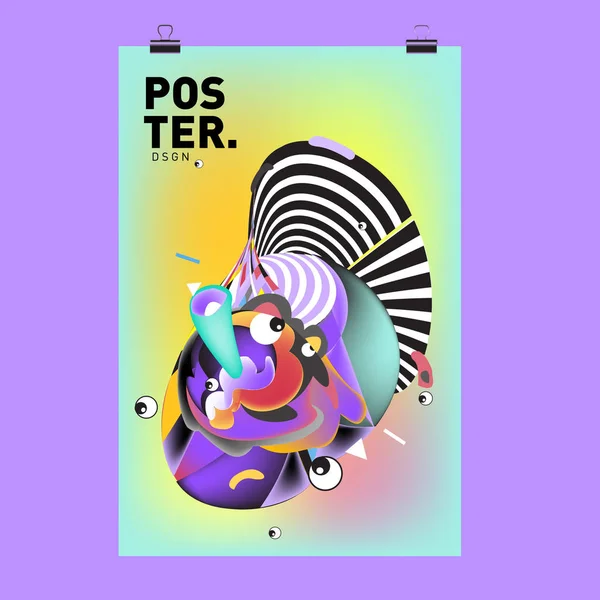 Abstract Πολύχρωμο Curvy Υγρό Κάλυμμα Αφίσα Φούσκα Σχήματα Διάταξης Σχεδίαση — Διανυσματικό Αρχείο