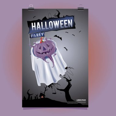 Cadılar Bayramın kutlu olsun Poster. Vektör çizim Cadılar Bayramı partisi.