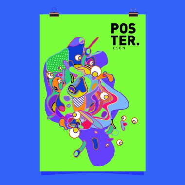 Sıvı renk küme kapsıyor. Sıvı şekiller kompozisyon. Fütüristik tasarım poster. Vektör düzeni tasarım şablonu.