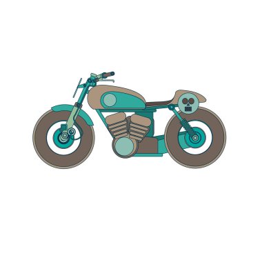 Logo, simge, etiket ve rozet vektör çizim retro motosiklet