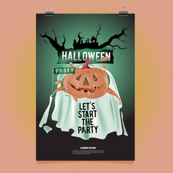 Happy Halloween Poster Vector Illustratie Halloween Party — Stockvector