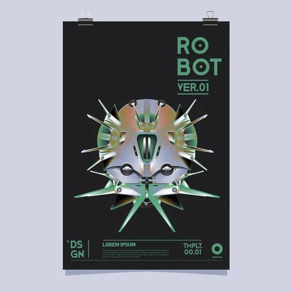 Vektor Realistische Roboterillustration Roboter Und Spielzeug Design Festival Plakatvorlage — Stockvektor