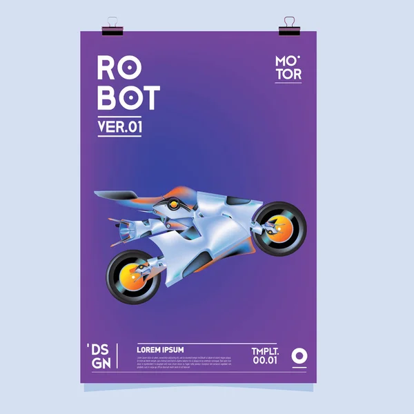 Vector Realistic Robot Illustration Plantilla Póster Del Festival Diseño Robots — Archivo Imágenes Vectoriales