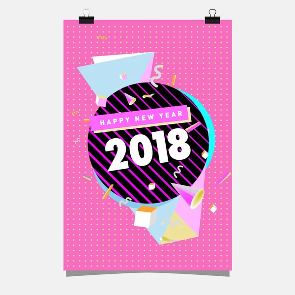 Feliz Año Nuevo 2018 Diseño Abstracto Colorido Elementos Vectoriales Para — Vector de stock