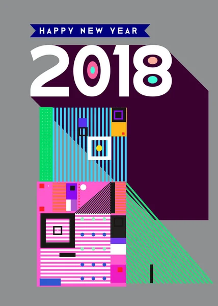 Bonne Année 2018 Design Abstrait Coloré Éléments Vectoriels Pour Calendrier — Image vectorielle