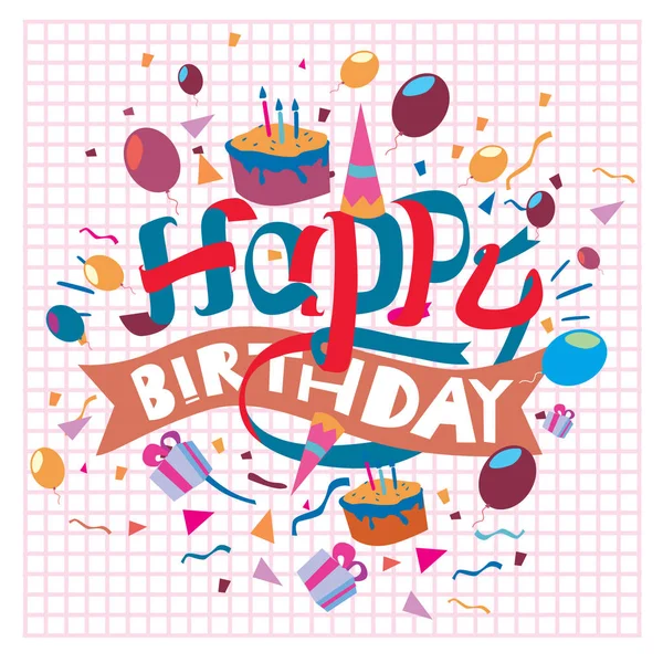 Feliz Cumpleaños Tipografía Vector Diseño Para Tarjetas Felicitación Póster Con — Archivo Imágenes Vectoriales