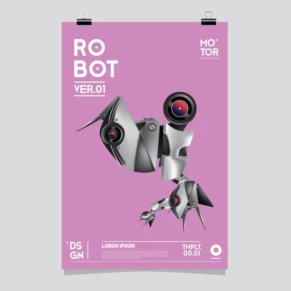Vector Realistic Robot Illustration. Robot and toys design festival poster template.