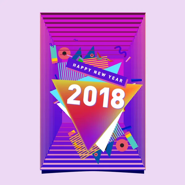 Новым 2018 Годом Красочный Абстрактный Дизайн Векторные Элементы Календаря Поздравительные — стоковый вектор