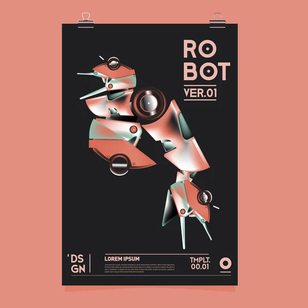 Vector Realistic Robot Illustration Robot Toys Design Festival Poster Template — Stock Vector