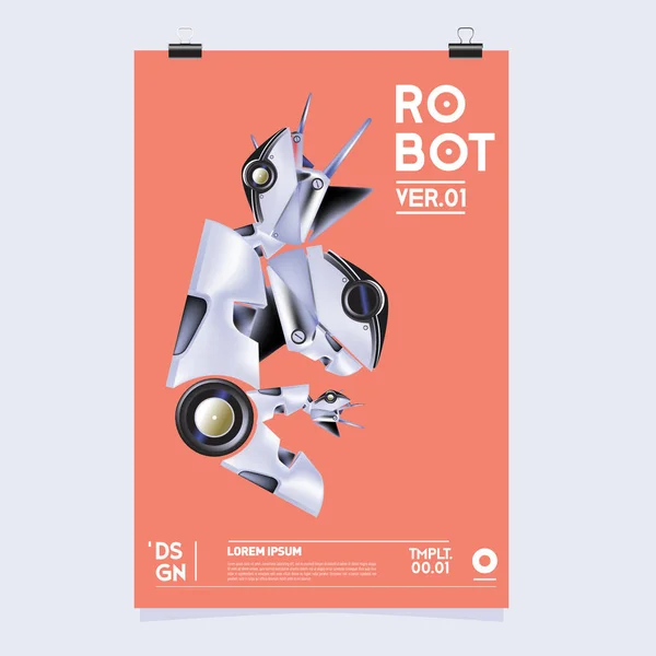 Ilustração Robô Realista Vetorial Modelo Cartaz Festival Design Robôs Brinquedos —  Vetores de Stock