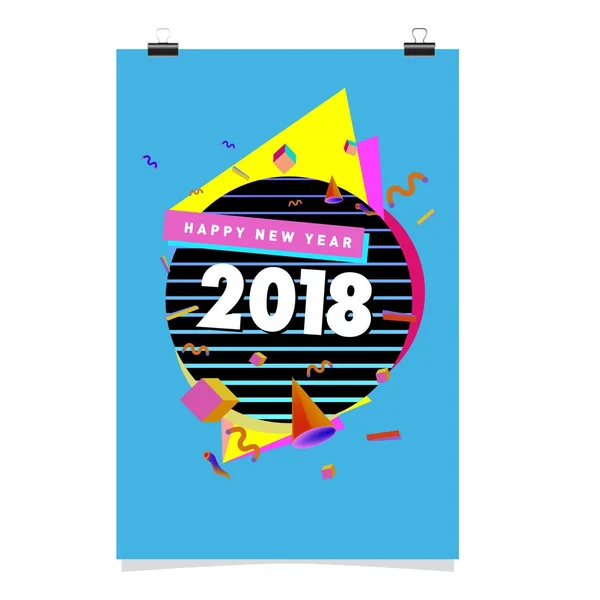 Frohes Neues Jahr 2018 Farbenfrohes Abstraktes Design Vektorelemente Für Kalender — Stockvektor