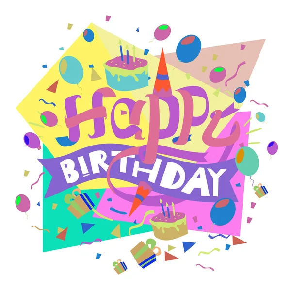 Feliz Cumpleaños Tipografía Vector Diseño Para Tarjetas Felicitación Póster Con — Archivo Imágenes Vectoriales