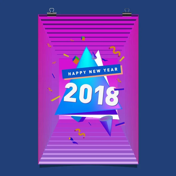 Happy New Year 2018 Colorful Abstract Design Vector Elements Calendar — Stock Vector