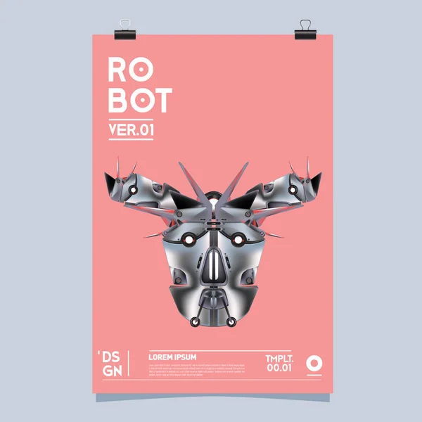Εικονογράφηση Διάνυσμα Ρεαλιστική Ρομπότ Ρομπότ Και Παιχνιδιών Σχεδίαση Προτύπου Αφισσα — Διανυσματικό Αρχείο