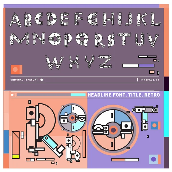 Vector Colorido Alfabeto Retro Fuentes Únicas Para Plantillas Diseño Ilustración — Archivo Imágenes Vectoriales