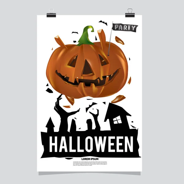 Feliz Cartel Halloween Vector Ilustración Fiesta Halloween — Vector de stock