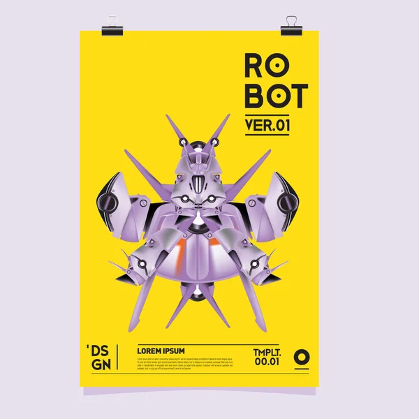 Ilustração Robô Realista Vetorial Modelo Cartaz Festival Design Robôs Brinquedos —  Vetores de Stock