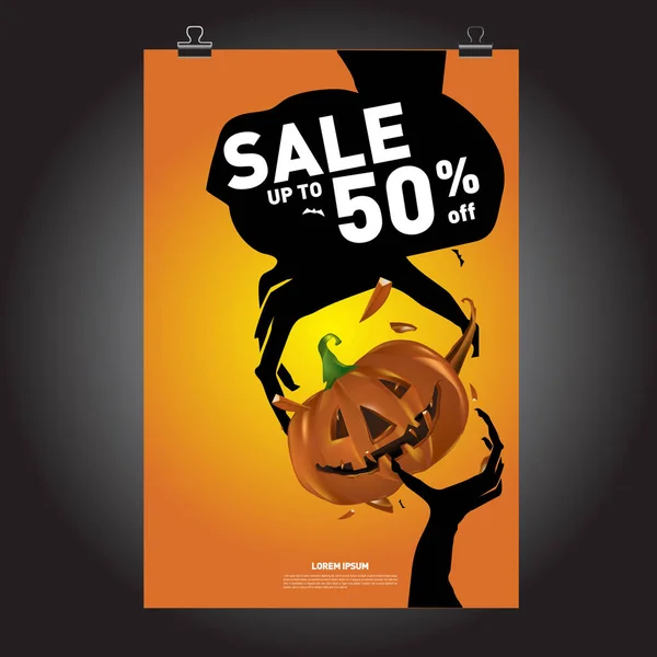 Poster Halloween Sale and Party event. Vector Template Halloween Fall and Autumn season.