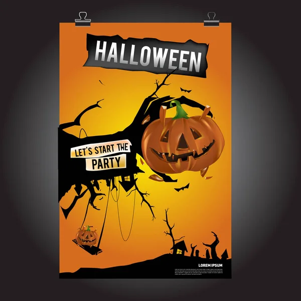 Feliz Cartel Halloween Vector Ilustración Fiesta Halloween — Archivo Imágenes Vectoriales