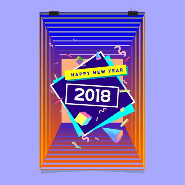 Happy New Year 2018 Kleurrijk Abstract Ontwerp Vector Elementen Voor — Stockvector