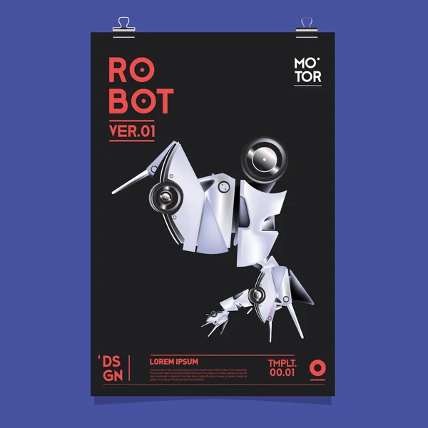 Vektor Realistische Roboterillustration Roboter Und Spielzeug Design Festival Plakatvorlage — Stockvektor