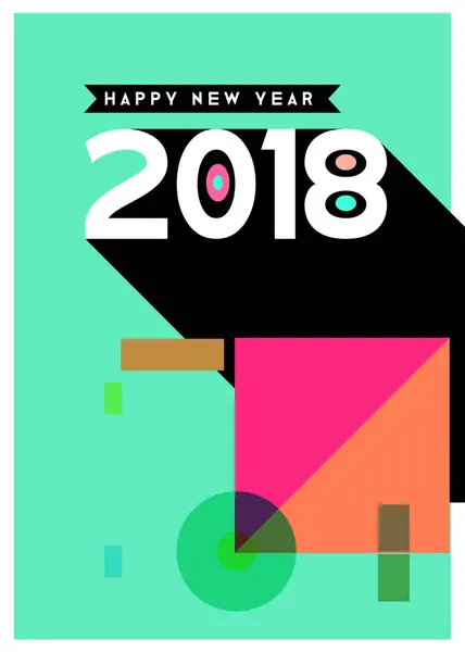 Bonne Année 2018 Design Abstrait Coloré Éléments Vectoriels Pour Calendrier — Image vectorielle