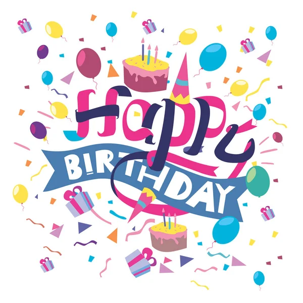 Feliz Cumpleaños Tipografía Vector Diseño Para Tarjetas Felicitación Póster Con — Vector de stock