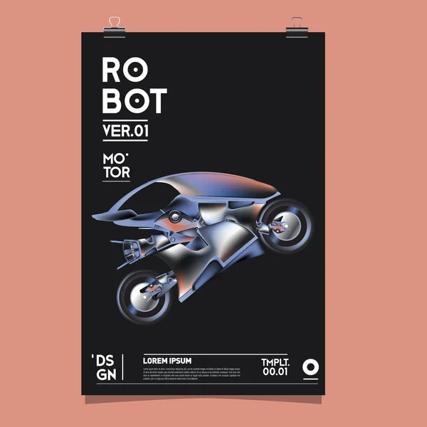 Vektör Gerçekçi Robot Çizim Robot Oyuncak Tasarım Festivali Afiş Şablon — Stok Vektör