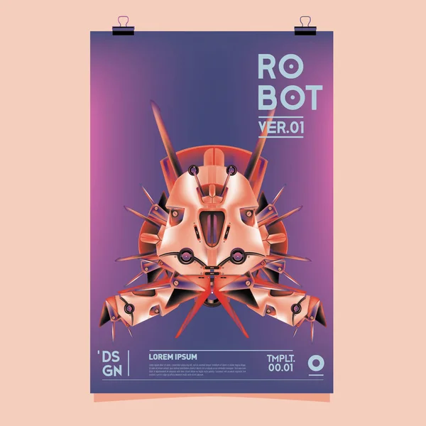 Ilustração Robô Realista Vetorial Modelo Cartaz Festival Design Robôs Brinquedos —  Vetores de Stock