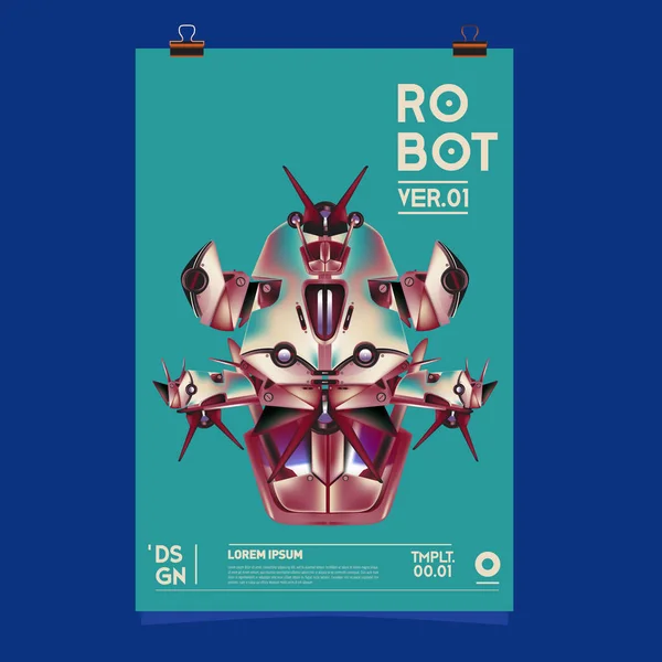 矢量逼真的机器人插图 机器人与玩具设计节海报模板 — 图库矢量图片