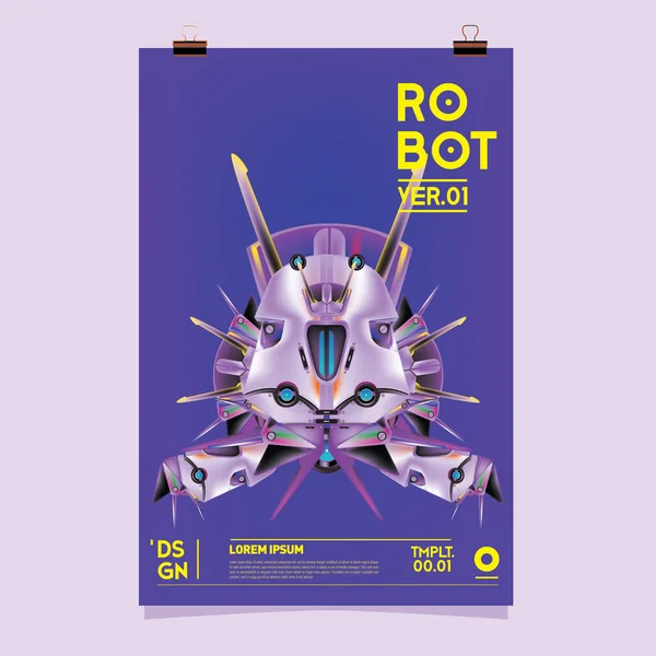 Ilustracja Wektorowa Realistyczne Robot Robot Zabawki Zaprojektować Plakat Festiwalu Szablonu — Wektor stockowy