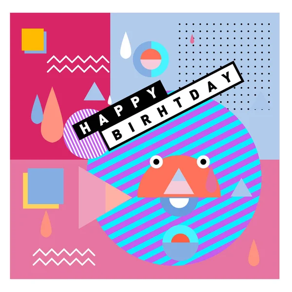 Zadowolony Urodziny Memphis Styl Projektowania Wektorowa Dla Karty Pozdrowieniami Plakat — Wektor stockowy