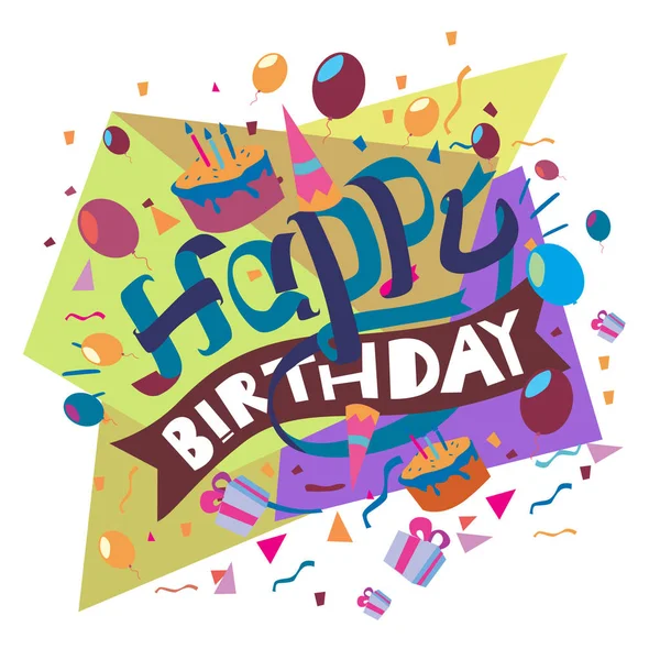 Feliz Cumpleaños Tipografía Vector Diseño Para Tarjetas Felicitación Póster Con — Archivo Imágenes Vectoriales