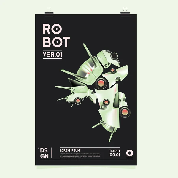 Ilustração Robô Realista Vetorial Modelo Cartaz Festival Design Robôs Brinquedos —  Vetores de Stock