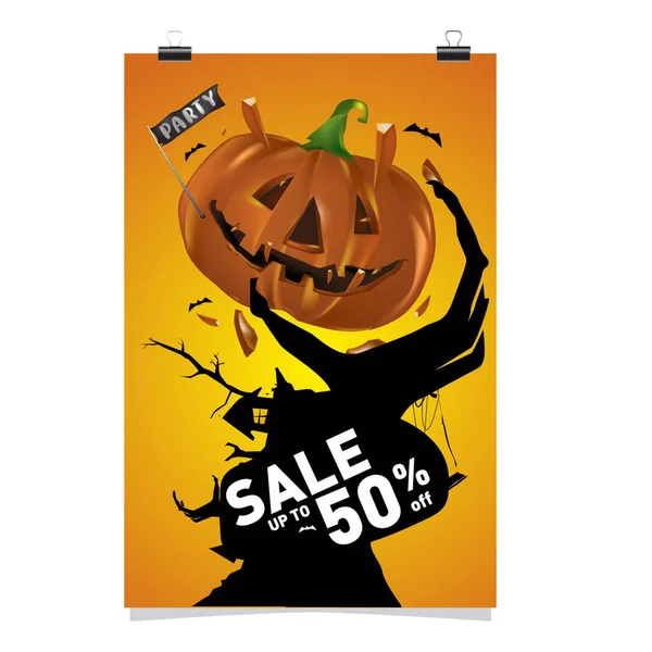 Cartel Venta Halloween Evento Fiesta Plantilla Vectorial Temporada Otoño Otoño — Vector de stock